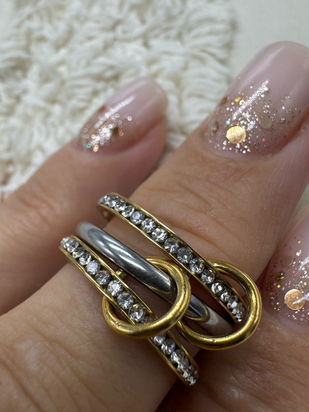 14K Gold Plated Triple Interlocking Band Ring